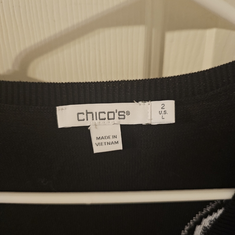 Chico's NWT Cleo Floral V-Neck Pullover Sweater Womens Size 2 L - Picture 4 of 7